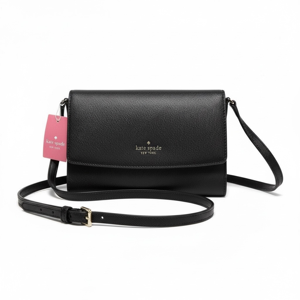 Kate Spade Black Perry Leather Crossbody Wallet - Nwt
